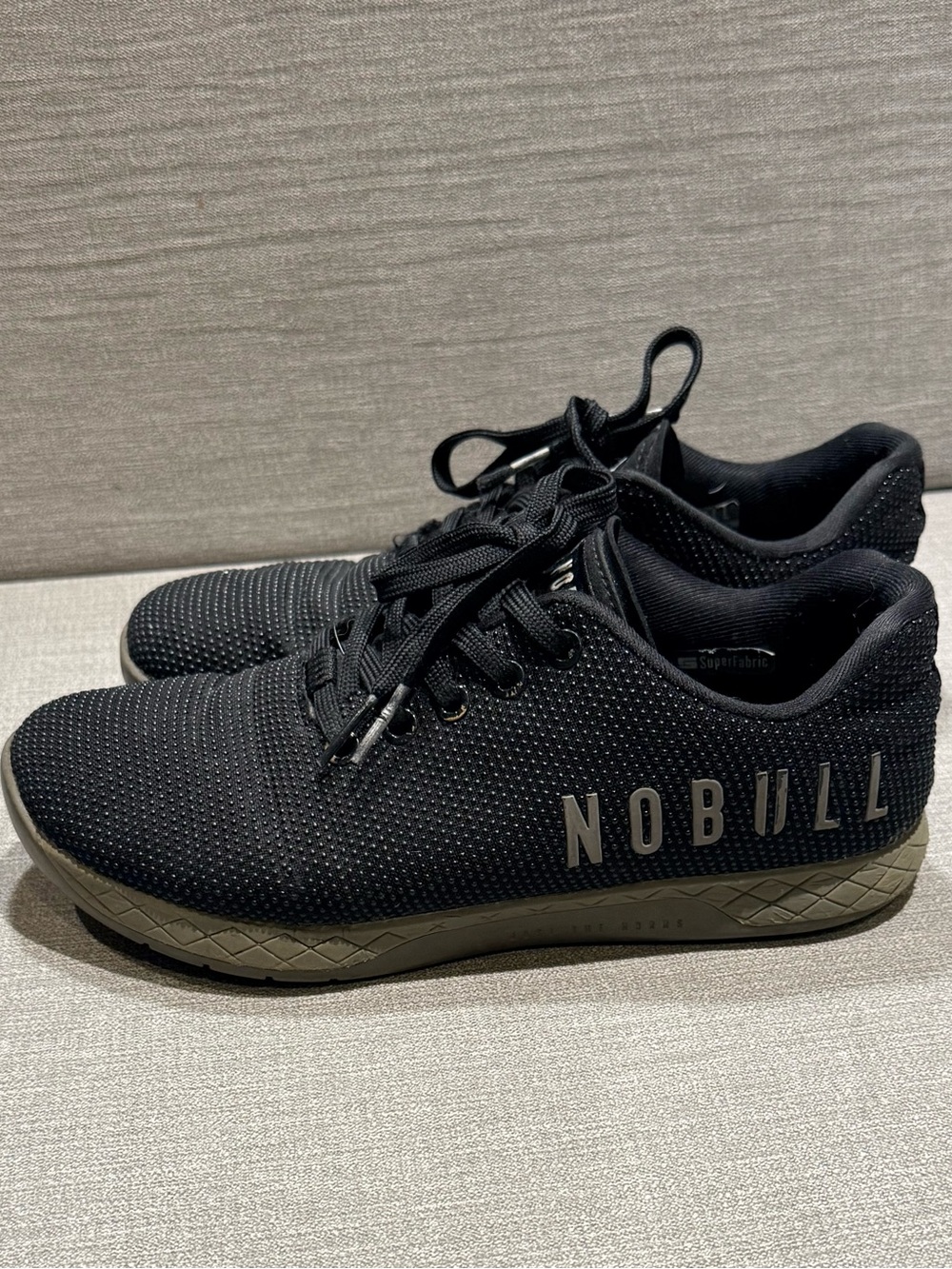 NOBULL Black Knit Training Shoes with Olive Sole
